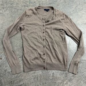 GAP Women's Taupe Brown Button- Down Cardigan Sweater Size S Basics Minimalist